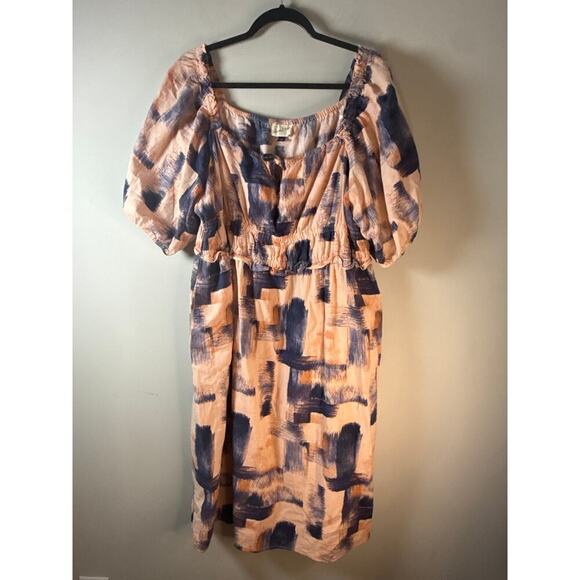 Universal Thread Smocked Dress Size XXL Puff Sleeve Boho look with pockets - Picture 2 of 8